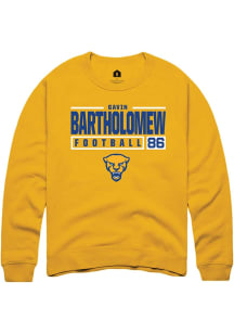 Gavin Bartholomew  Rally Pitt Panthers Mens Gold NIL Stacked Box Long Sleeve Crew Sweatshirt