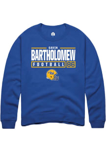 Gavin Bartholomew  Rally Pitt Panthers Mens Blue NIL Stacked Box Long Sleeve Crew Sweatshirt