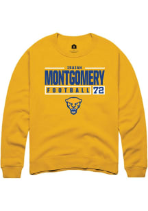 Isaiah  Montgomery Rally Mens Gold Pitt Panthers NIL Stacked Box Crew Sweatshirt