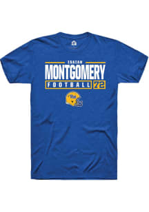 Isaiah  Montgomery Blue Pitt Panthers NIL Stacked Box Short Sleeve T Shirt