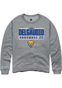 Luke DelGaudio Rally Mens Graphite Pitt Panthers NIL Stacked Box Crew Sweatshirt