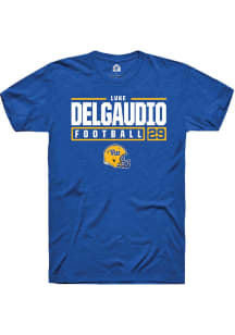 Luke DelGaudio Blue Pitt Panthers NIL Stacked Box Short Sleeve T Shirt