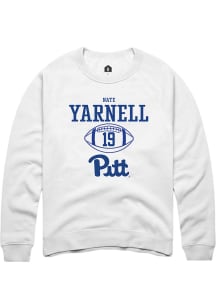Nate Yarnell  Rally Pitt Panthers Mens White NIL Sport Icon Long Sleeve Crew Sweatshirt
