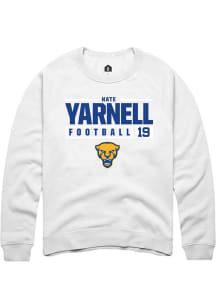 Nate Yarnell  Rally Pitt Panthers Mens White NIL Stacked Box Long Sleeve Crew Sweatshirt