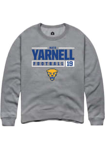 Nate Yarnell  Rally Pitt Panthers Mens Grey NIL Stacked Box Long Sleeve Crew Sweatshirt
