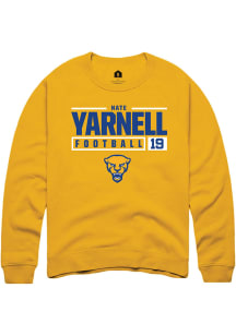Nate Yarnell  Rally Pitt Panthers Mens Gold NIL Stacked Box Long Sleeve Crew Sweatshirt