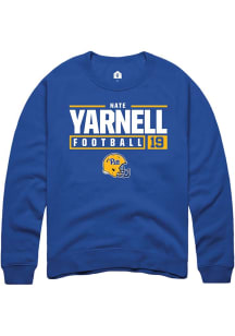 Nate Yarnell  Rally Pitt Panthers Mens Blue NIL Stacked Box Long Sleeve Crew Sweatshirt