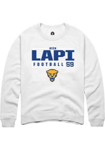 Nick Lapi Rally Mens White Pitt Panthers NIL Stacked Box Crew Sweatshirt