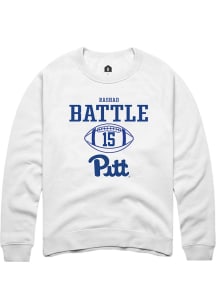 Rashad Battle Rally Mens White Pitt Panthers NIL Sport Icon Crew Sweatshirt
