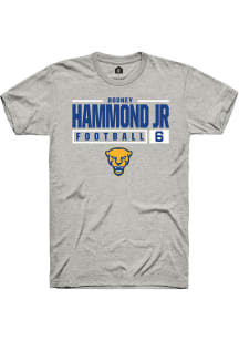 Rodney Hammond Jr. Ash Pitt Panthers NIL Stacked Box Design Short Sleeve T Shirt