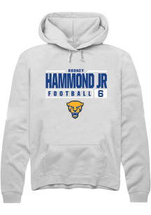 Rodney Hammond Jr. Rally Mens White Pitt Panthers NIL Stacked Box Hooded Sweatshirt