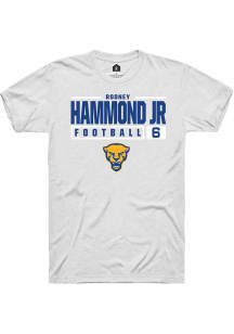 Rodney Hammond Jr. White Pitt Panthers NIL Stacked Box Design Short Sleeve T Shirt