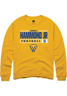 Rodney Hammond Jr. Rally Mens Gold Pitt Panthers NIL Stacked Box Crew Sweatshirt