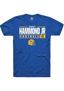 Rodney Hammond Jr. Blue Pitt Panthers NIL Stacked Box Design Short Sleeve T Shirt