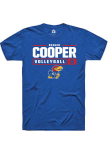 Reagan Cooper  Kansas Jayhawks Blue Rally NIL Stacked Box Short Sleeve T Shirt