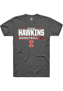 Coleman Hawkins  Illinois Fighting Illini Dark Grey Rally NIL Stacked Box Short Sleeve T Shirt