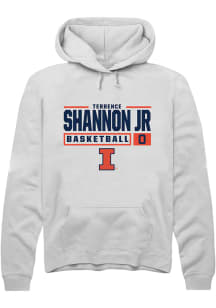 Terrence Shannon Jr.  Rally Illinois Fighting Illini Mens White NIL Stacked Box Long Sleeve Hood..