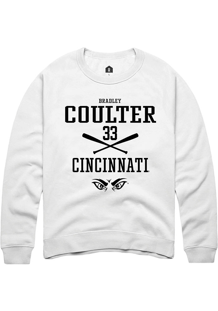 Bradley Coulter Rally Cincinnati Bearcats Mens White NIL Sport Icon Long Sleeve Crew Sweatshirt