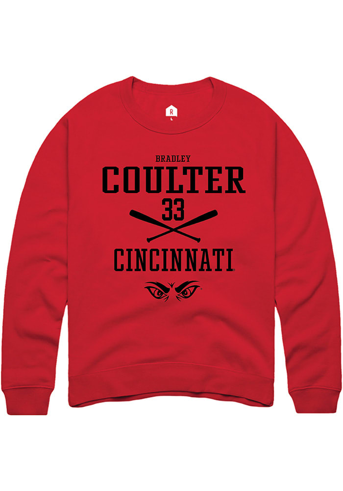 Bradley Coulter Rally Cincinnati Bearcats Mens Red NIL Sport Icon Long Sleeve Crew Sweatshirt