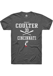 Bradley Coulter  Cincinnati Bearcats Dark Grey Rally NIL Sport Icon Short Sleeve T Shirt