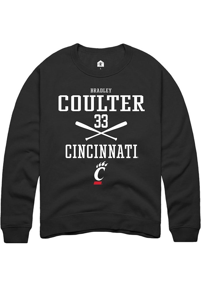 Bradley Coulter Rally Cincinnati Bearcats Mens Black NIL Sport Icon Long Sleeve Crew Sweatshirt