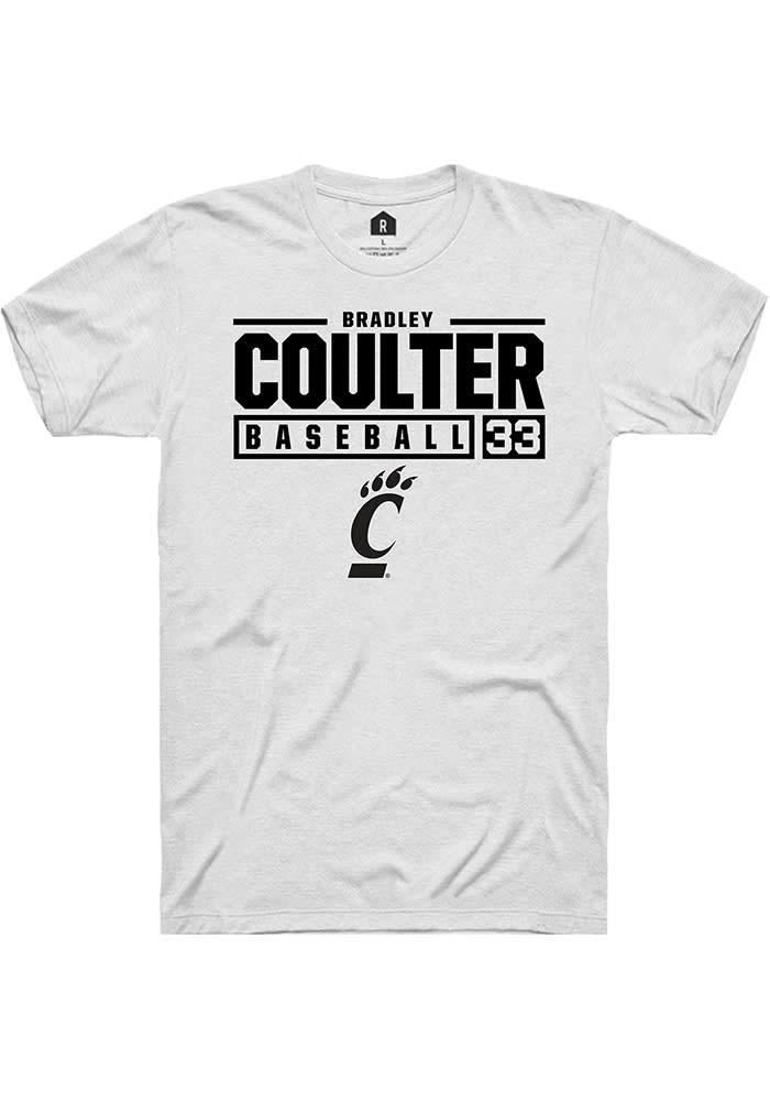 Bradley Coulter Cincinnati Bearcats White Rally NIL Stacked Box Short Sleeve T Shirt