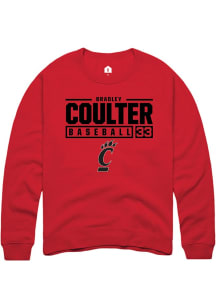 Bradley Coulter  Rally Cincinnati Bearcats Mens Red NIL Stacked Box Long Sleeve Crew Sweatshirt