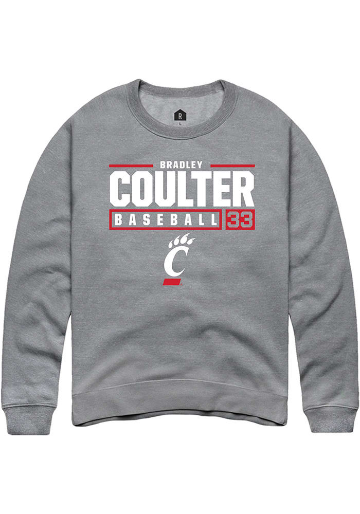 Bradley Coulter  Rally Cincinnati Bearcats Mens Graphite NIL Stacked Box Long Sleeve Crew Sweats..