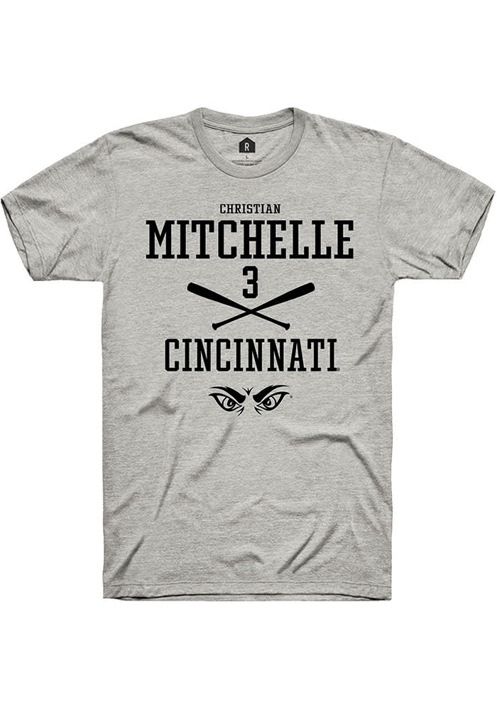 Christian Mitchelle Cincinnati Bearcats Grey Rally NIL Sport Icon Short Sleeve T Shirt
