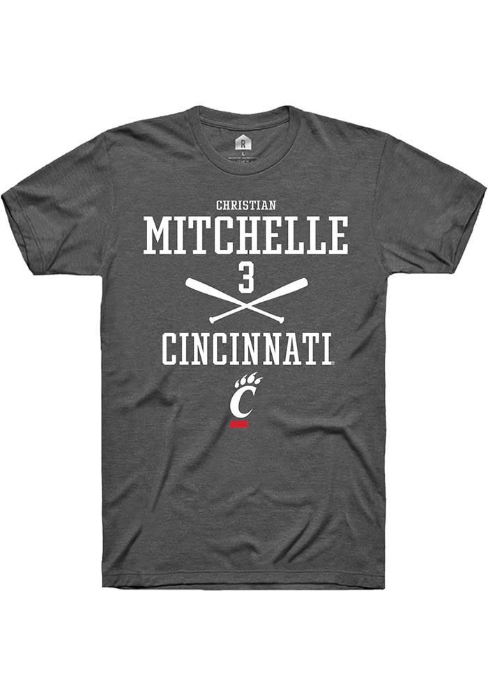 Christian Mitchelle Cincinnati Bearcats Grey Rally NIL Sport Icon Short Sleeve T Shirt