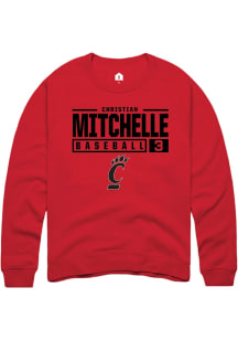 Christian Mitchelle Rally Mens Red Cincinnati Bearcats NIL Stacked Box Crew Sweatshirt