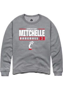 Christian Mitchelle  Rally Cincinnati Bearcats Mens Grey NIL Stacked Box Long Sleeve Crew Sweats..