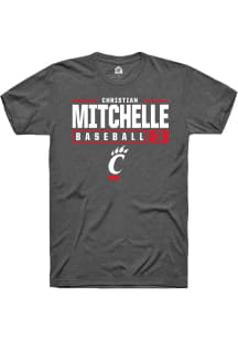 Christian Mitchelle Dark Grey Cincinnati Bearcats NIL Stacked Box Short Sleeve T Shirt
