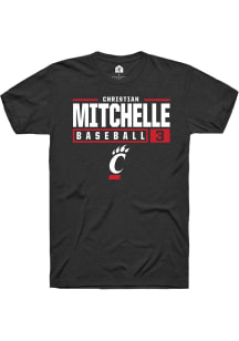 Christian Mitchelle  Cincinnati Bearcats Black Rally NIL Stacked Box Short Sleeve T Shirt