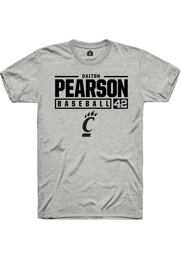 Dalton Pearson Cincinnati Bearcats Ash Rally NIL Stacked Box Short Sleeve T Shirt