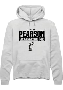 Dalton Pearson  Rally Cincinnati Bearcats Mens White NIL Stacked Box Long Sleeve Hoodie