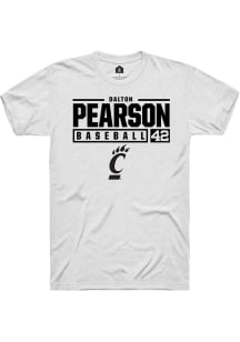 Dalton Pearson  Cincinnati Bearcats White Rally NIL Stacked Box Short Sleeve T Shirt