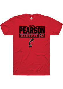 Dalton Pearson  Cincinnati Bearcats Red Rally NIL Stacked Box Short Sleeve T Shirt