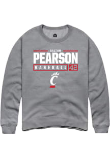 Dalton Pearson  Rally Cincinnati Bearcats Mens Graphite NIL Stacked Box Long Sleeve Crew Sweatsh..