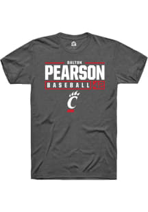 Dalton Pearson  Cincinnati Bearcats Dark Grey Rally NIL Stacked Box Short Sleeve T Shirt