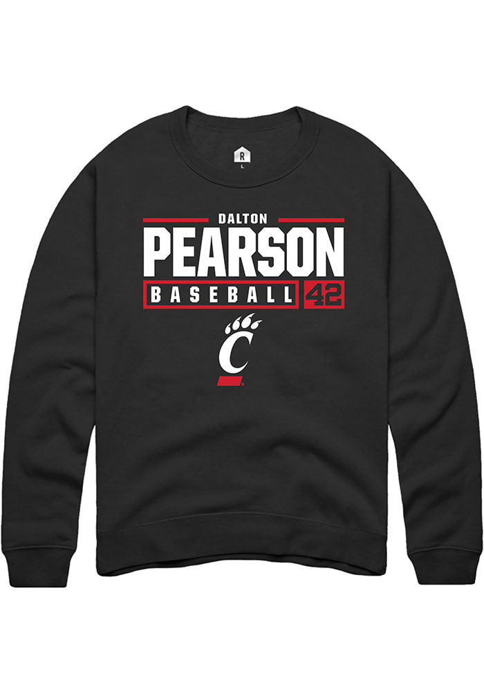 Dalton Pearson Rally Cincinnati Bearcats Mens Black NIL Stacked Box Long Sleeve Crew Sweatshirt