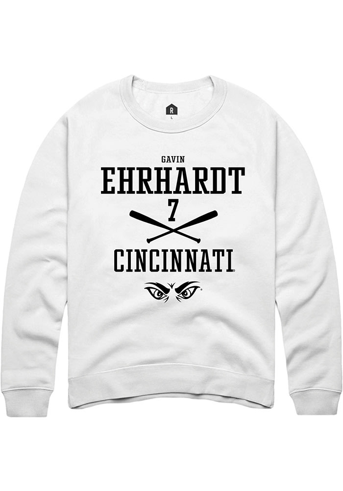 Gavin Ehrhardt Rally Cincinnati Bearcats Mens White NIL Sport Icon Long Sleeve Crew Sweatshirt