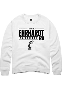 Gavin Ehrhardt  Rally Cincinnati Bearcats Mens White NIL Stacked Box Long Sleeve Crew Sweatshirt