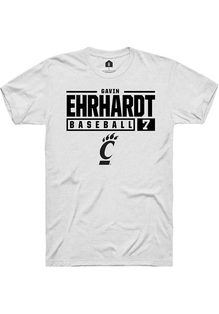 Gavin Ehrhardt Cincinnati Bearcats White Rally NIL Stacked Box Short Sleeve T Shirt