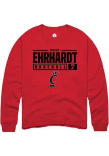 Gavin Ehrhardt  Rally Cincinnati Bearcats Mens Red NIL Stacked Box Long Sleeve Crew Sweatshirt