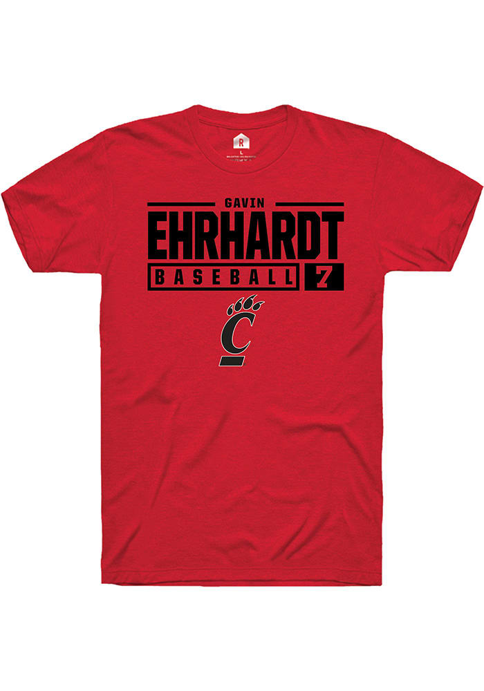 Gavin Ehrhardt Cincinnati Bearcats Red Rally NIL Stacked Box Short Sleeve T Shirt