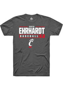 Gavin Ehrhardt  Cincinnati Bearcats Dark Grey Rally NIL Stacked Box Short Sleeve T Shirt