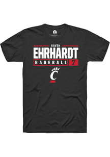 Gavin Ehrhardt  Cincinnati Bearcats Black Rally NIL Stacked Box Short Sleeve T Shirt