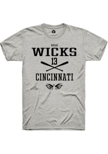 Noah Wicks  Cincinnati Bearcats Ash Rally NIL Sport Icon Short Sleeve T Shirt