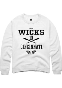 Noah Wicks  Rally Cincinnati Bearcats Mens White NIL Sport Icon Long Sleeve Crew Sweatshirt